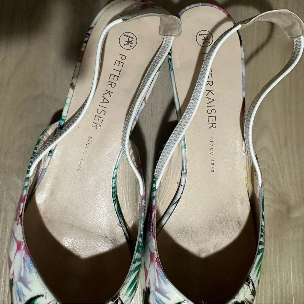 Peter Kaiser Slingback Flats Multicolor 6‎ Women Floral Pointed Toe Tropical
